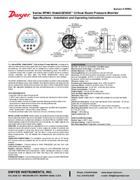 Thumbnail of document Manual - RPMC Stabilisense Critical Room Pressure Monitor